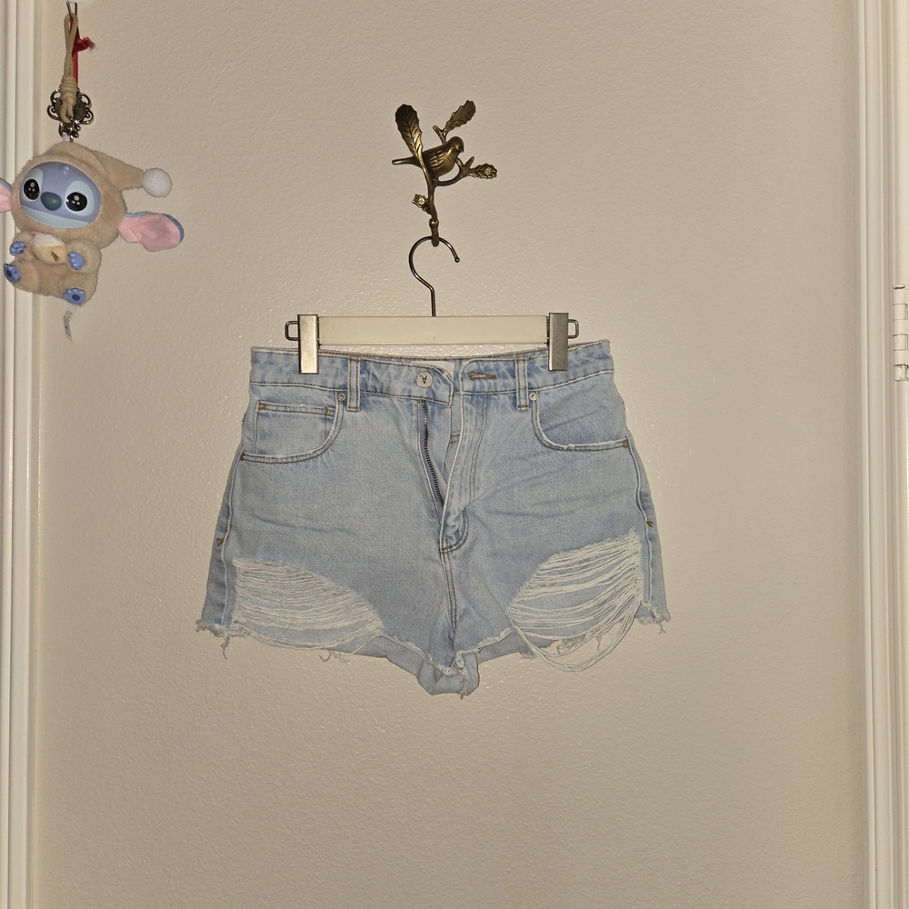 Light Blue Distressed Women Shorts